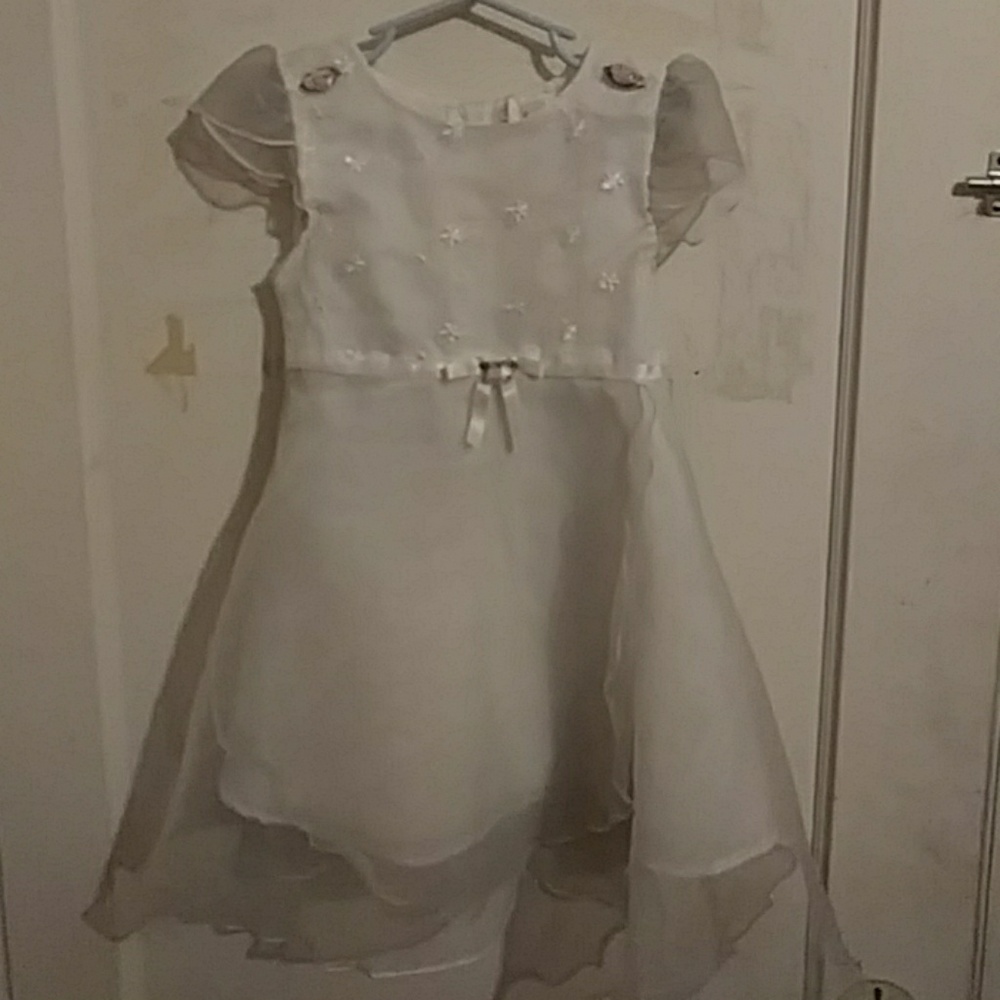 Girls white formal dress w/pink flowers